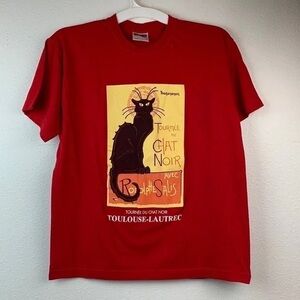 Red Chat Noir Cat Graphic T-Shirt